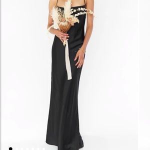 Tuscany Maxi Slip Dress - Black Luxe Satin - NEVER WORN BRAND NEW. WEDDING SZN